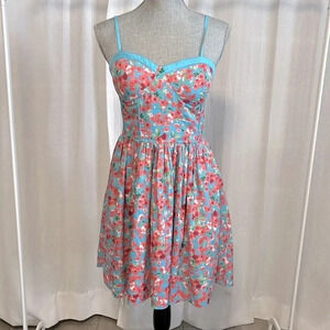B.O.G COLLECTIVE NWOT Pink Turquoise Floral Corset Dress Straps, Size L